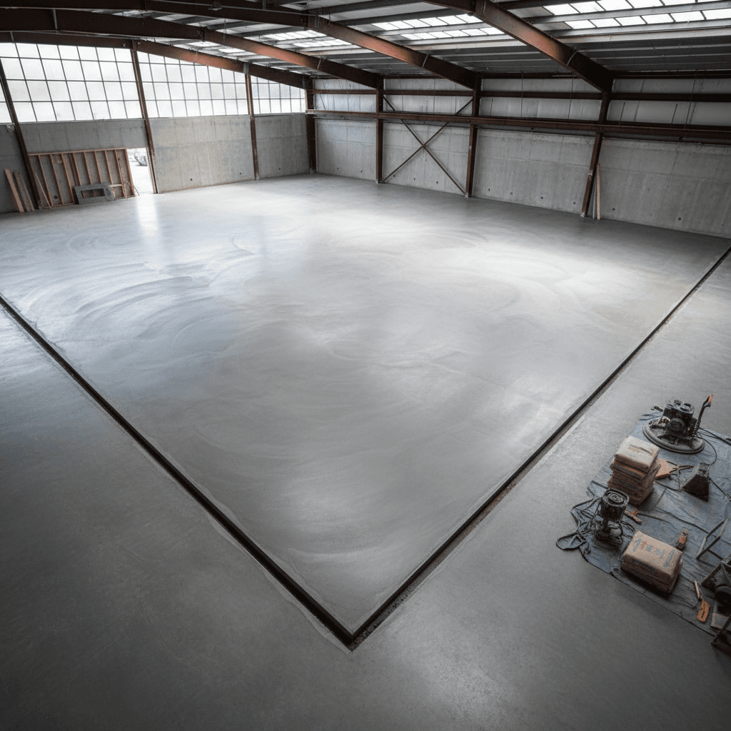 Commercial concrete floor finishing work